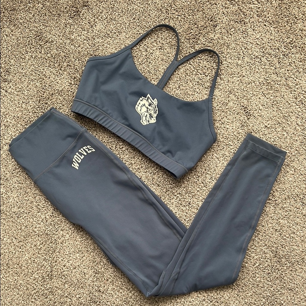 SHE Wolves Blue Grey Sports Bra and Legging Set Size M- Worn only twice